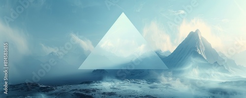 Surreal landscape with a white triangle photo