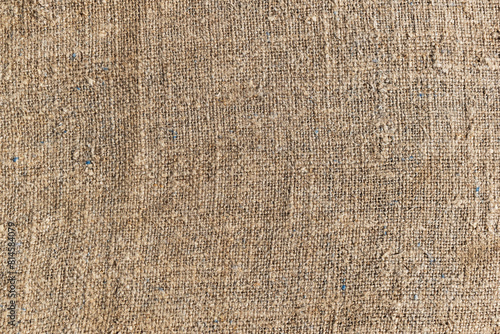 Burlap background, sackcloth, blank text background. Banner for advertising. Background image made of burlap for writing your text