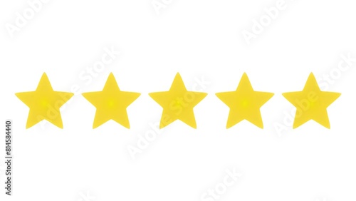 Rating score of golden stars from 5 to 1. Stars rank animation on black background. photo