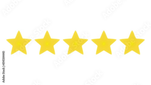 Rating score of golden stars from 5 to 1. Stars rank animation on black background.