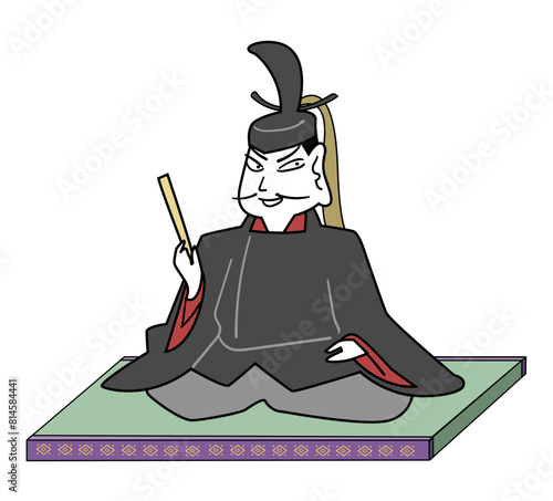 座る平安貴族-不敵な笑み