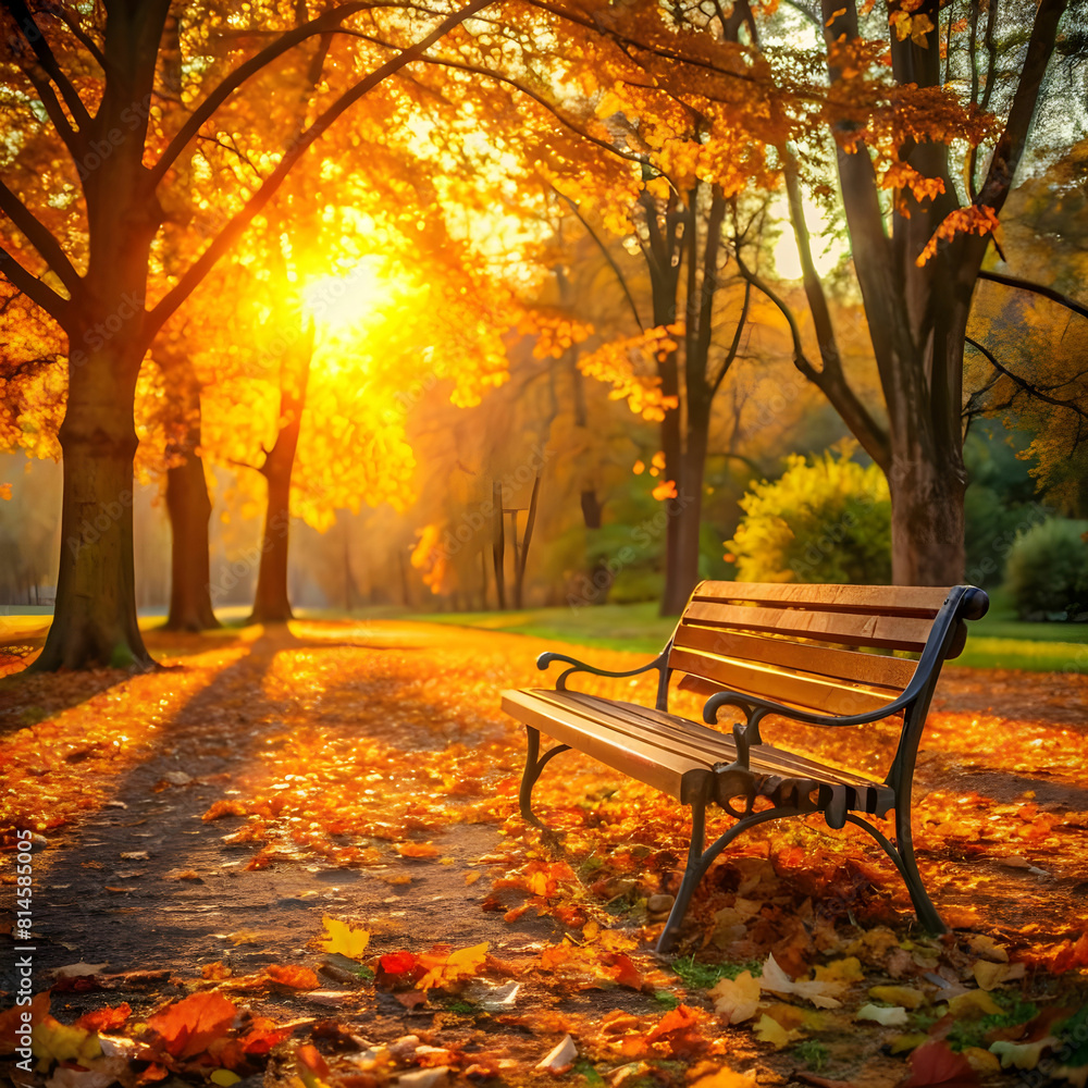 rural wooden bench. autumn background