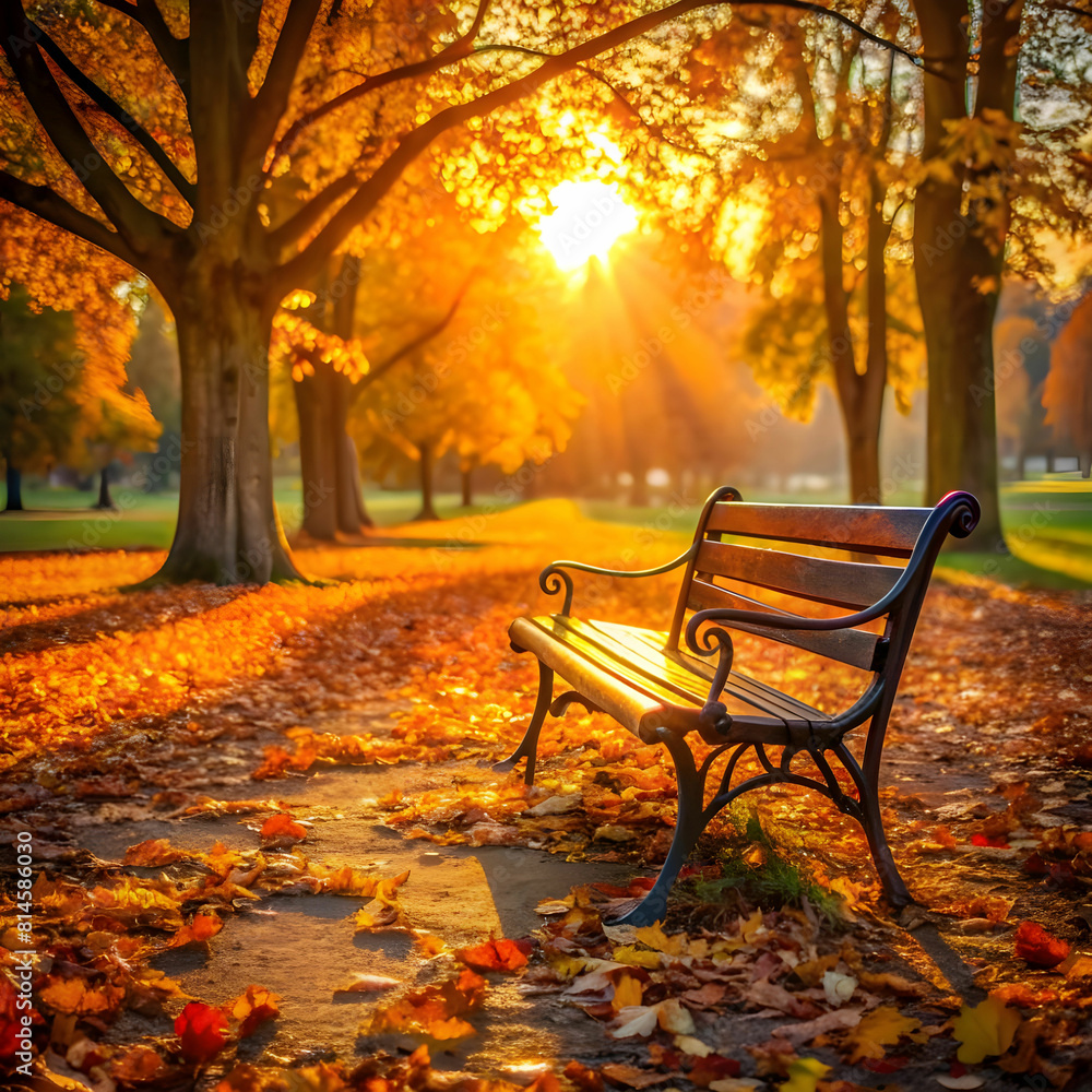 rural wooden bench. autumn background