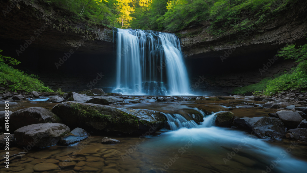 Obraz premium waterfall that is flowing down a mountain side