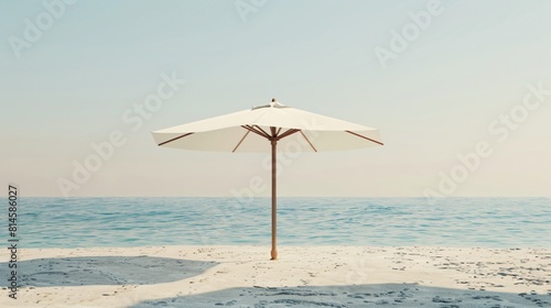 The White Umbrella In The Center Of The Beach