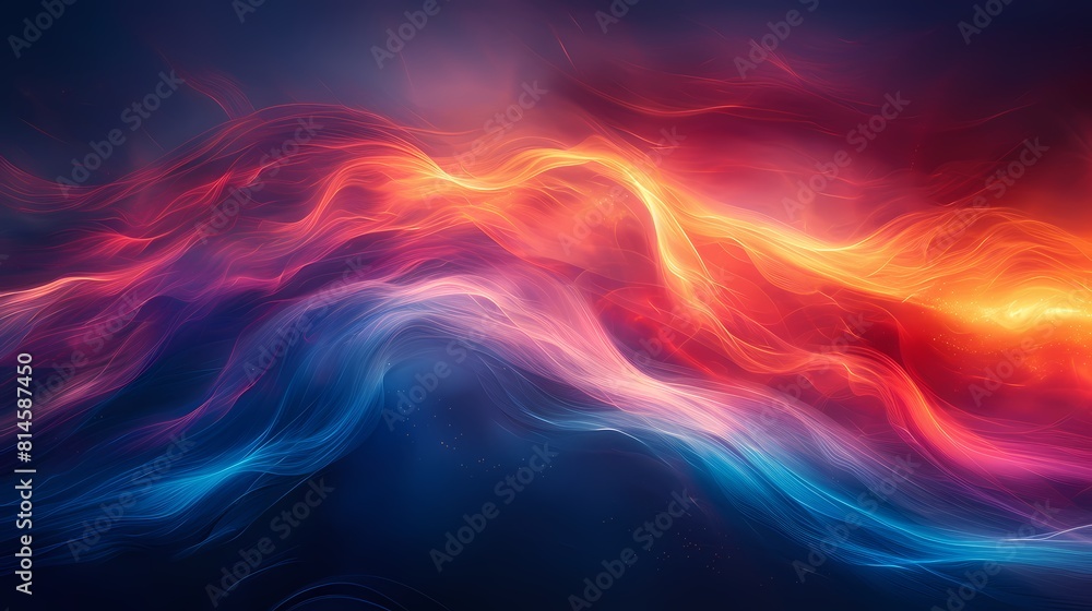 Obraz premium Digital technology red and blue flowing lines poster PPT background