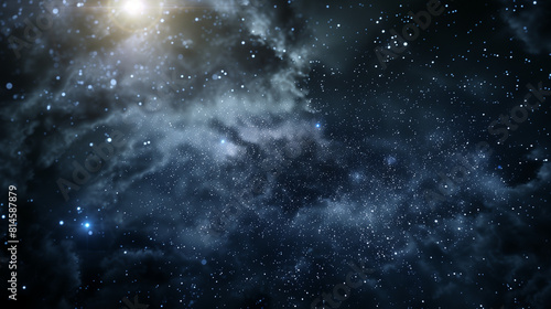 Starry cold backdrop, light, dark blue galaxy glowing background