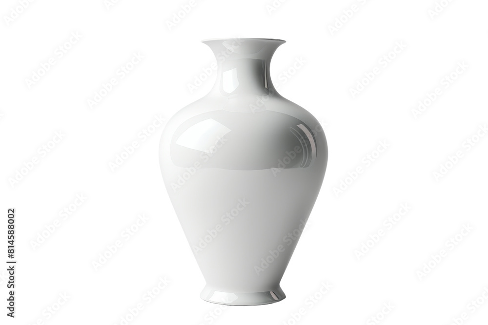 A white vase with a clear glass base