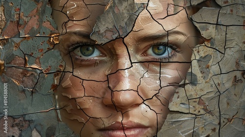 Wallpaper Mural Portrait of a woman crafted from digital fragments, gazing into the camera. Torontodigital.ca