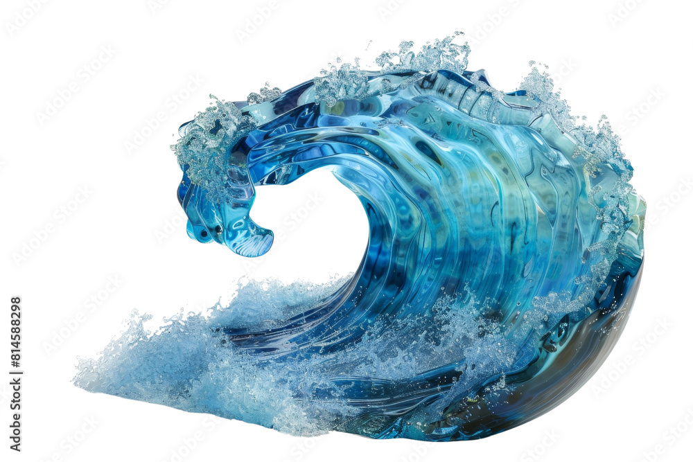 A wave in the ocean with a blue color. The wave is very big and it is crashing on the shore A wave in the ocean with a blue color. The wave is very big and it is crashing on the shore