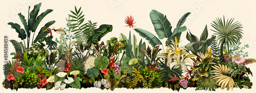 Illustration Featuring Various Exotic Plants.  Illustration Showcasing a Variety of Plants
