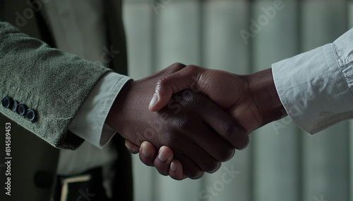 Business partnership meeting. Picture businessmans handshake. Successful businessmen handshaking after good deal. © thongdee