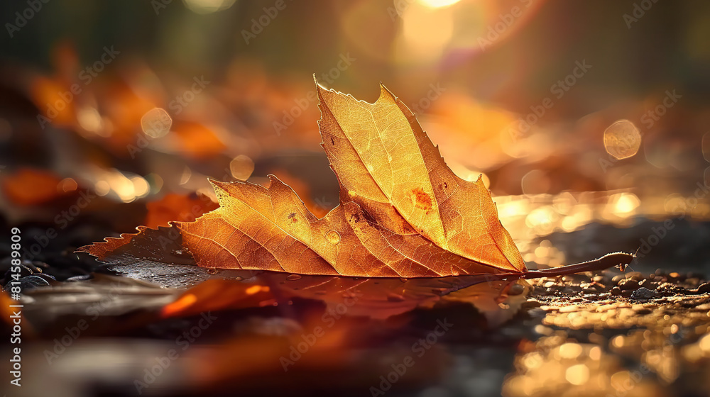Close up photograph of a singular dry leaf. Generative AI Close up photograph of a singular dry leaf. Generative AI
