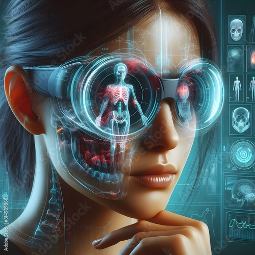 The ability of AR and VR glasses to display complex anatomical diagrams for educational or diagnostic purposes. Generetive AI illustration  photo