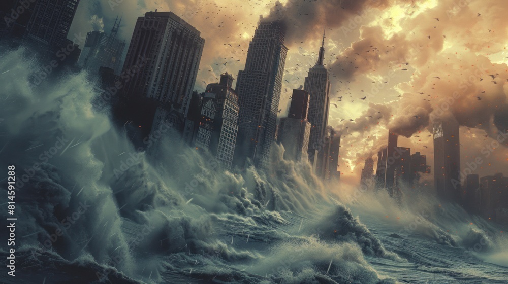 vast ocean An impending disaster The waves hit the shore gently