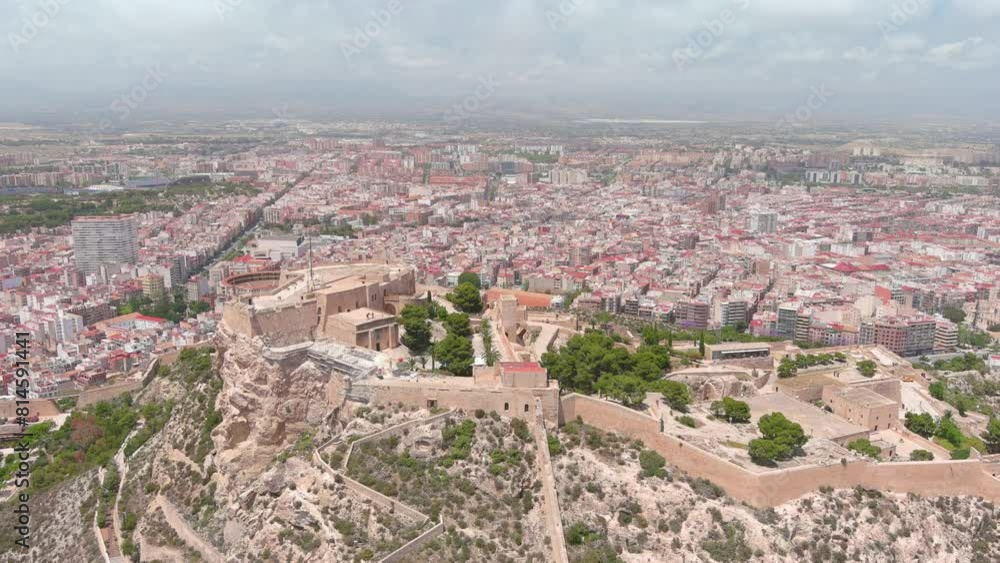 Alicante, Spain: Aerial view of Santa Barbara Castle (Castillo de Santa Bárbara) in famous Spanish summer tourist resort by Mediterranean Sea on Costa Blanca - landscape panorama of Europe from above
Alicante, Spain: Aerial view of Santa Barbara Castle (Castillo de Santa Bárbara) in famous Spanish summer tourist resort by Mediterranean Sea on Costa Blanca - landscape panorama of Europe from above