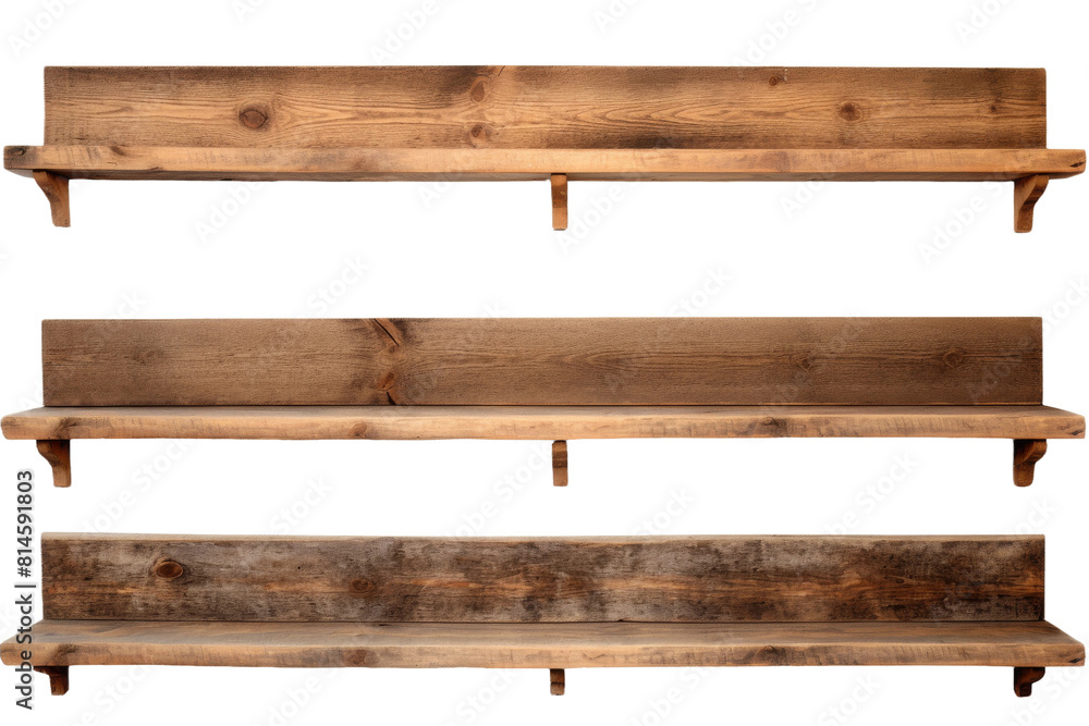 Harmony in Wood: A Trio of Benches. On a White or Clear Surface PNG Transparent Background. Harmony in Wood: A Trio of Benches. On a White or Clear Surface PNG Transparent Background.