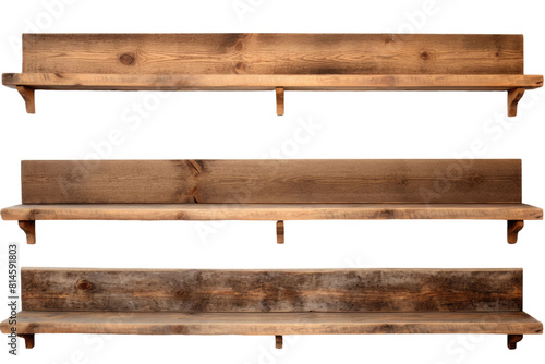 Harmony in Wood: A Trio of Benches. On a White or Clear Surface PNG Transparent Background.