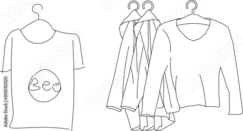 vector illustration sketch design drawing of clothes on a hanger for a fashion shop window mannequin