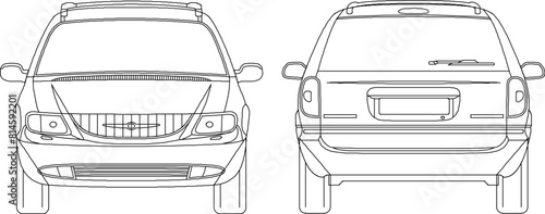 vector illustration sketch design drawing of family van vehicle