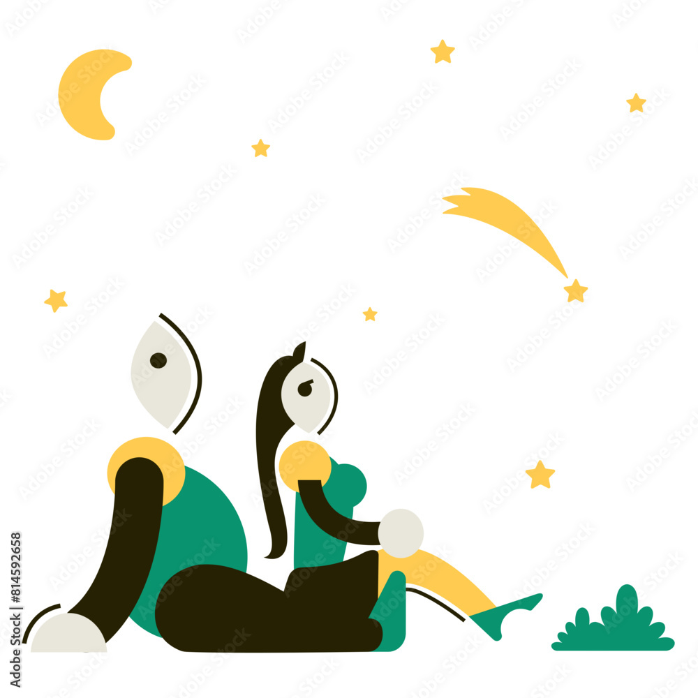 Couple looks at the stars