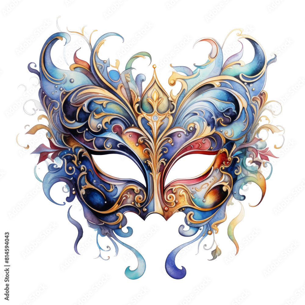 Watercolor PNG Venetian carnival mask on a white transparent background ...