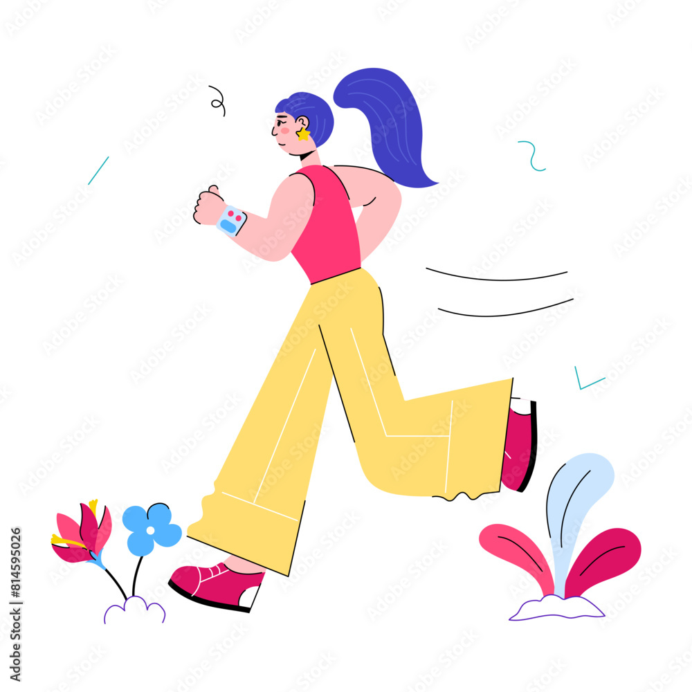 A hand drawn mini illustration of jogging 