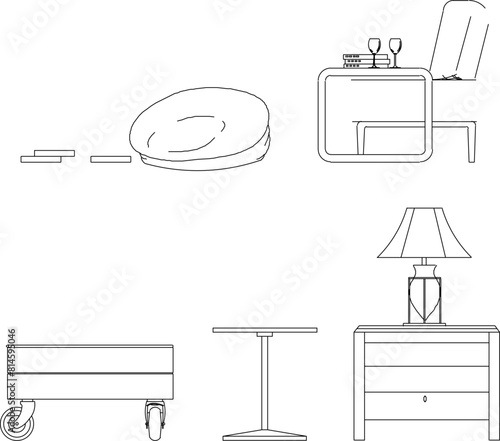 vector illustration sketch design drawing of modern ethnic vintage classic chair furniture for living room 