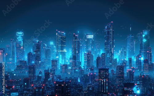 The smart city of cyberspace and metaverse digital data of futuristic and technology