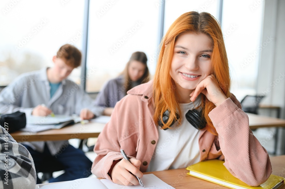 group of young college students in classroom