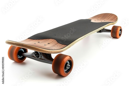 Brown skateboard isolated on white background photo