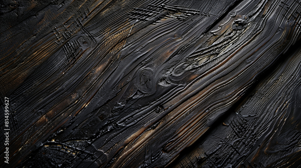 Fototapeta premium Tabla de madera tostada al detalle con vetas oscuras