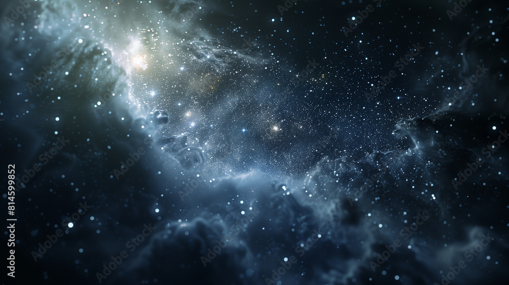 Starry cold backdrop, light, dark blue galaxy glowing background