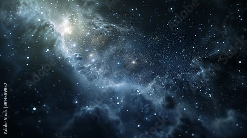 Starry cold backdrop, light, dark blue galaxy glowing background