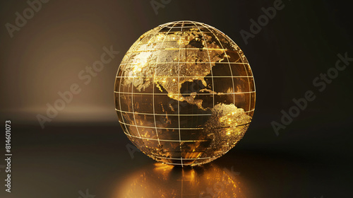 Gold world global sphere with accurate coordinate photo