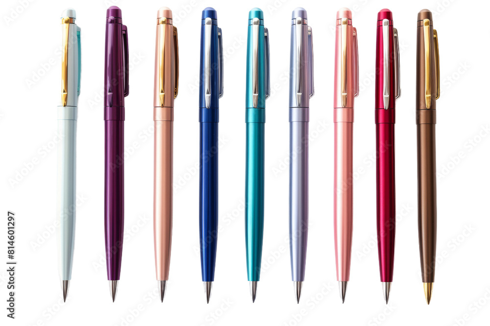 Symphony of Colors: A Vibrant Ensemble of Pens. On a White or Clear Surface PNG Transparent Background. Symphony of Colors: A Vibrant Ensemble of Pens. On a White or Clear Surface PNG Transparent Background.