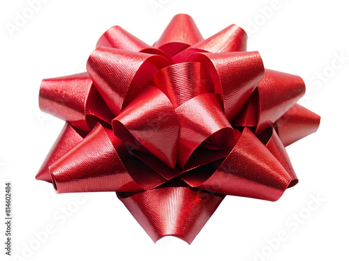 Red gift bow isolated on transparency photo png file