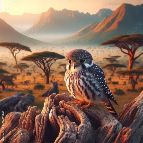 African pygmy falcons live primarily in semi-desert and arid areas photo