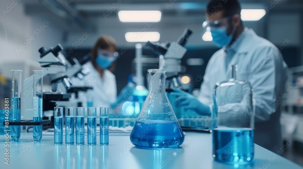 Precision in Science: Closeup of a Laboratory with Scientists Working on Advanced Chemical Experiments Precision in Science: Closeup of a Laboratory with Scientists Working on Advanced Chemical Experiments