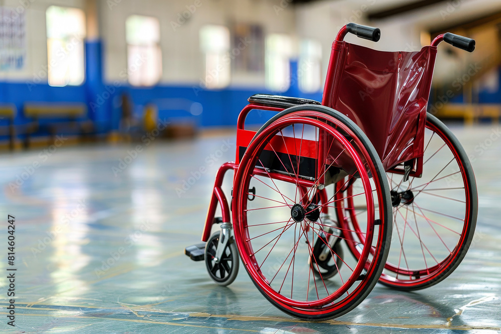 Fototapeta premium Red Wheelchair in Gymnasium