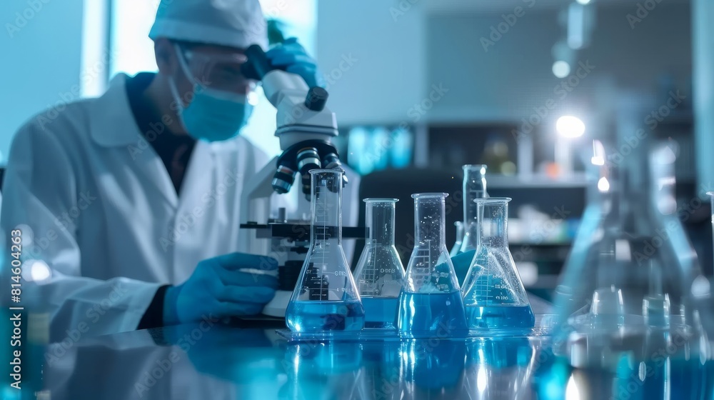 Precision in Science: Closeup of a Laboratory with Scientists Working on Advanced Chemical Experiments Precision in Science: Closeup of a Laboratory with Scientists Working on Advanced Chemical Experiments
