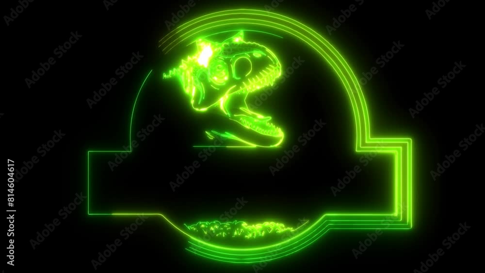 neon animation of carnotaurus head. neon animation of carnotaurus head.