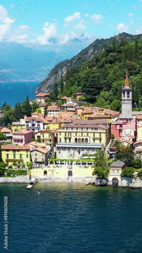 Wallpaper Mural Varenna comune on Lake Como Lombardy Italy vertical video. Torontodigital.ca