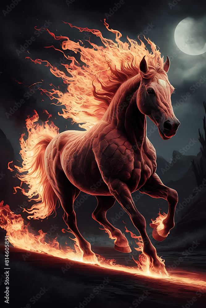 Obraz premium a majestic horse formed entirely of flames