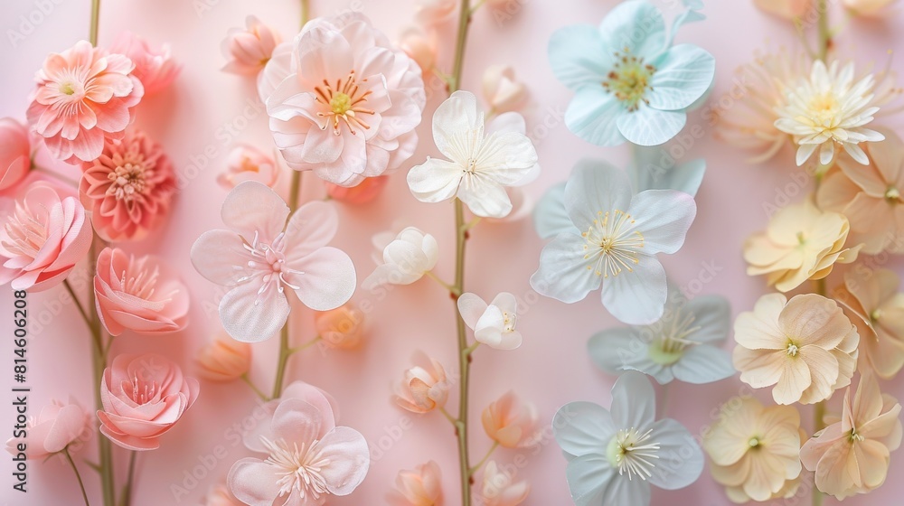 A bouquet of flowers with pink, white, and blue flowers A bouquet of flowers with pink, white, and blue flowers
