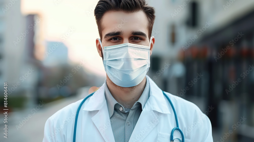 Doctor wearing medical mask. Generative AI Doctor wearing medical mask. Generative AI