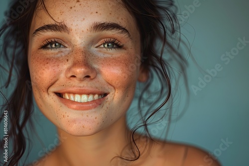 beauty portrait, beauty skin, background, woman, smile, random pose 