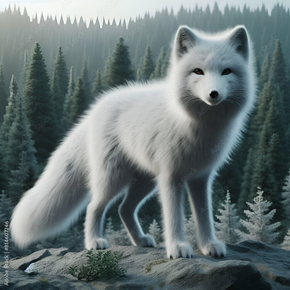 Obraz premium white fox vulpes