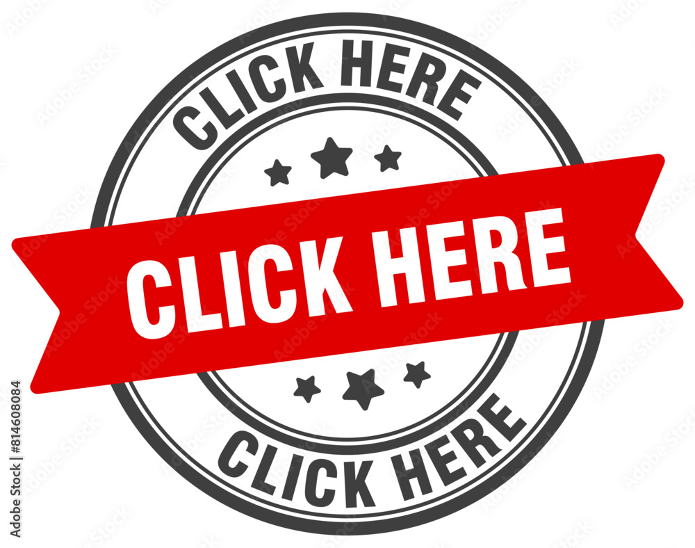 click here stamp. click here label on transparent background. round sign click here stamp. click here label on transparent background. round sign