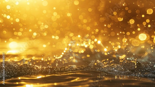 golden light and sparkling water elements. The background color of a gold sky can be seen at the bottom right. just the main focus of the picture in the style of delicate design